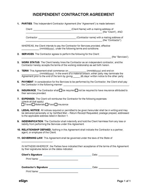 escort agency contract template pdf|Simple Independent Contractor Agreement